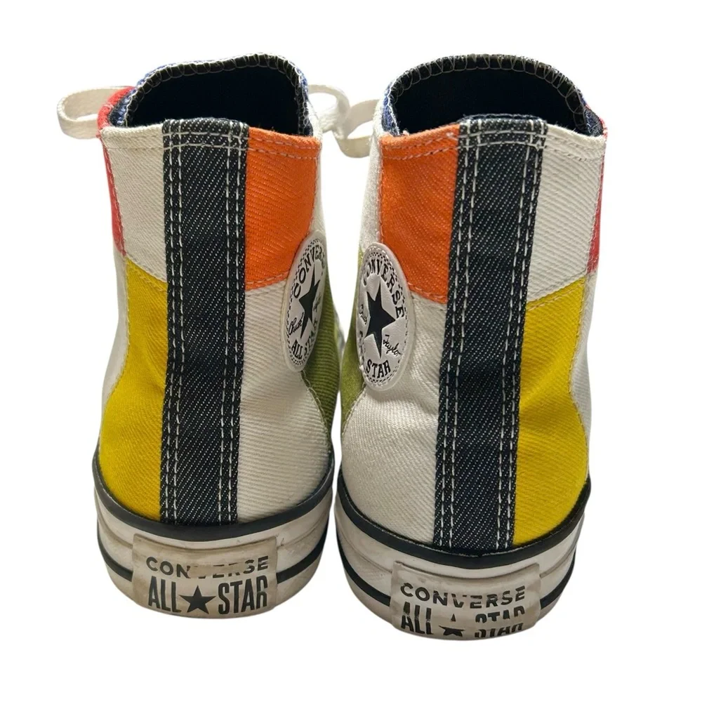 CONVERSE | Chuck Taylor Hi Top Patchwork Sneaker - White‎ + Multi - Sz Youth 3.5